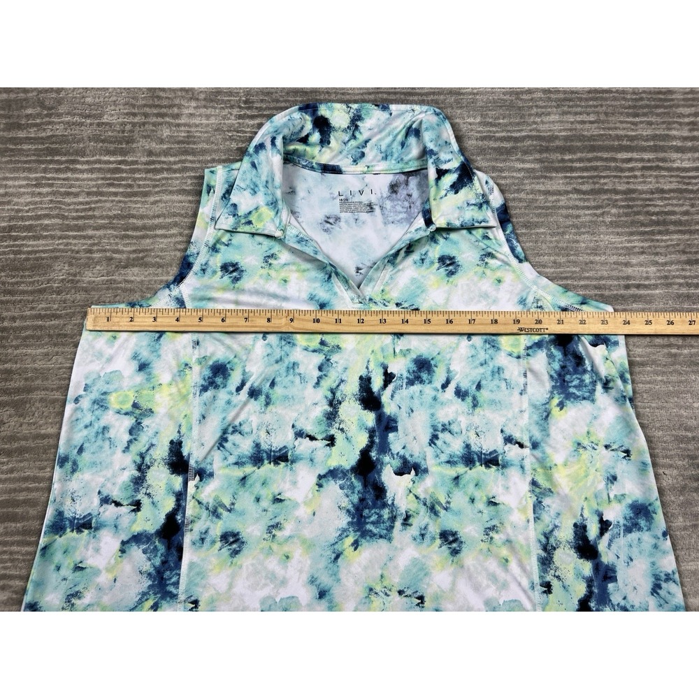 Livi Active Women's Tie-Dye Tank Top in Blue, Aqua, Navy, Lime - Picture 4 of 10